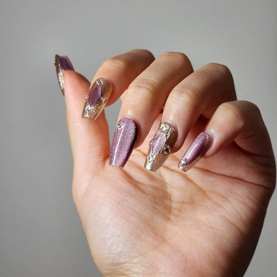 Buccellati Lavender Press-On Nails -- Pink, Coffin, Handmade