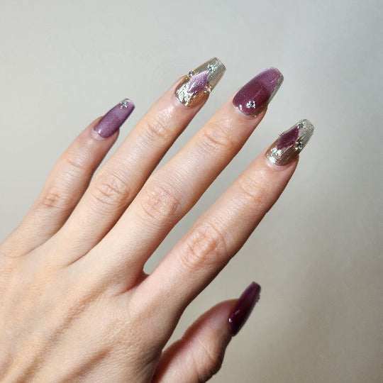 Buccellati Lavender Press-On Nails -- Pink, Coffin, Handmade