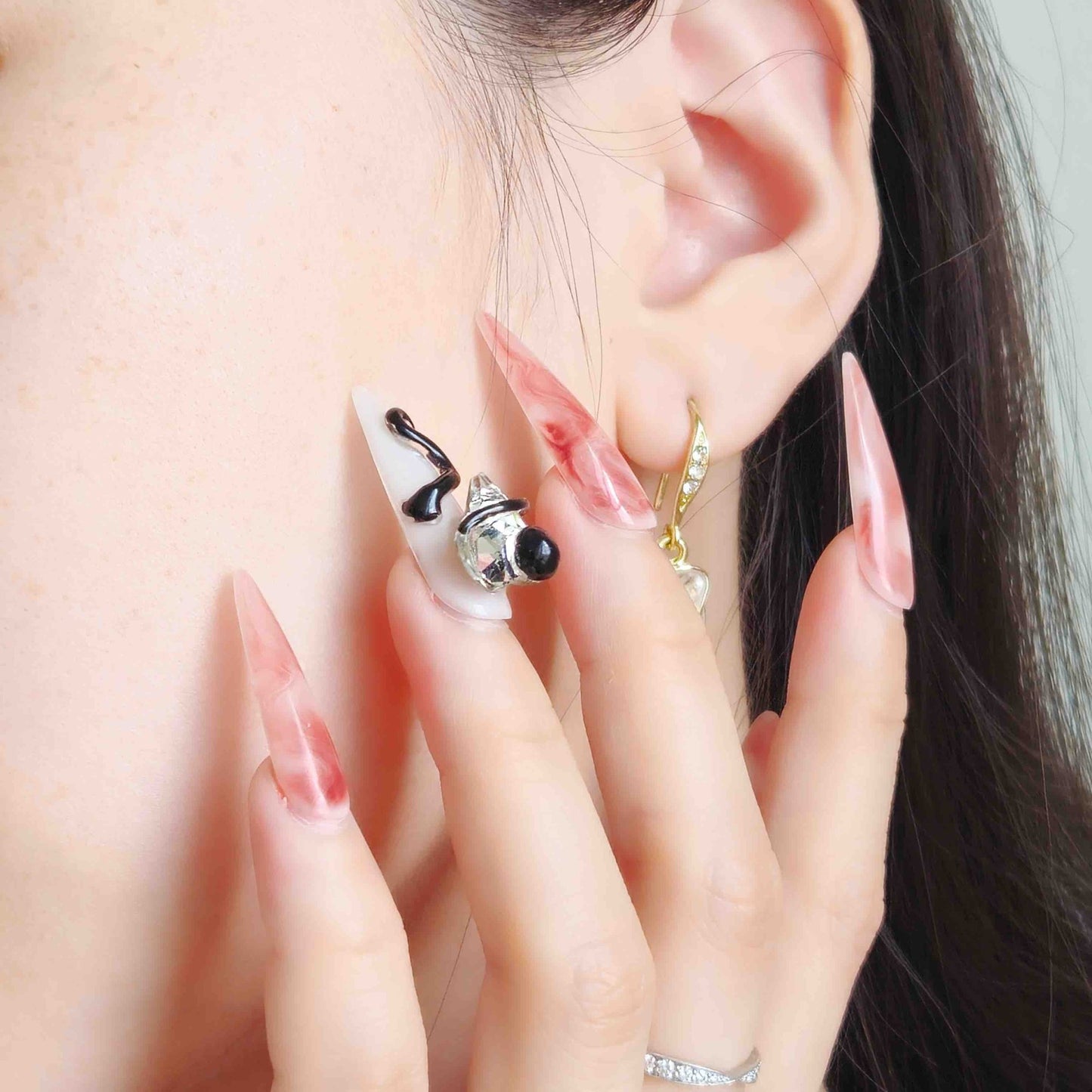 Blood Marble Gothic Snake Press On nails from Yitaya