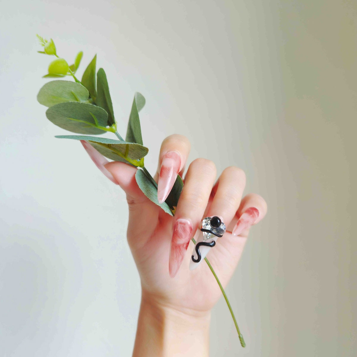 Blood Marble Gothic Snake Press On nails from Yitaya