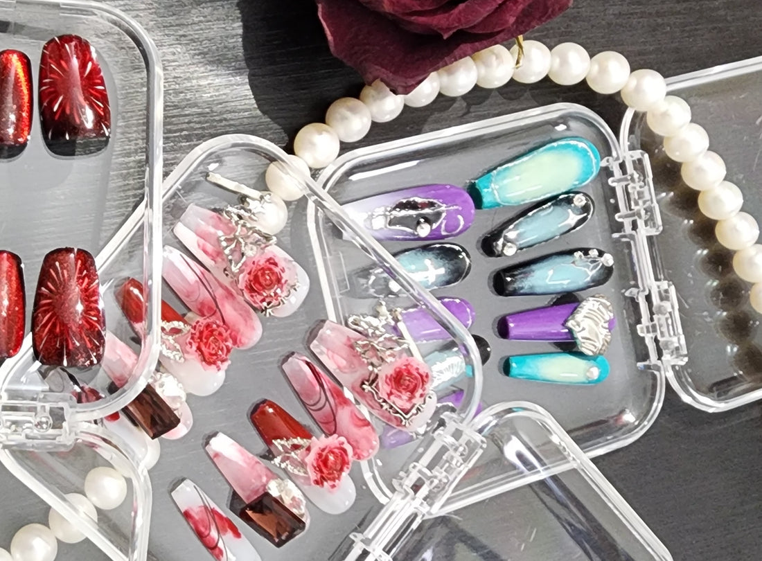 Press-On Nails in clear boxes