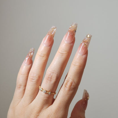 Blush Press-On Nail -- Coffin Shape, Handmade, Nude