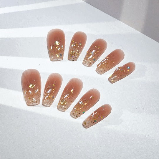 Blush Press-On Nail -- Coffin Shape, Handmade, Nude