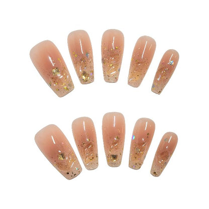 Blush Press-On Nail -- Coffin Shape, Handmade, Nude