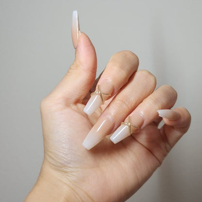 Nude Knots Press-On Nail -- Coffin Shape, Handmade