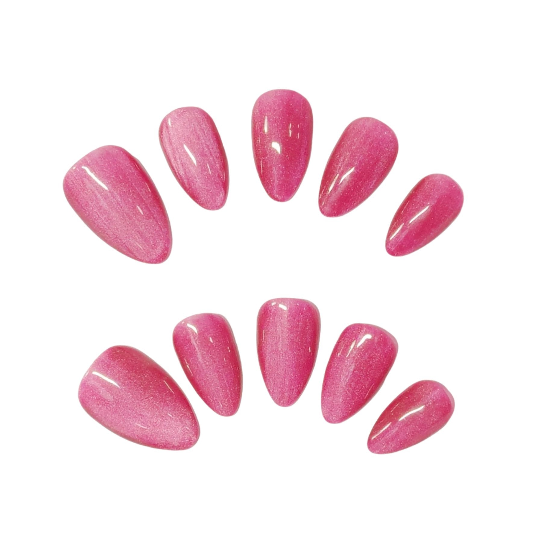 Rose Velvet Cat Eye Press-On Nails at Yitaya Nails, with a soft rose color with a subtle shimmer