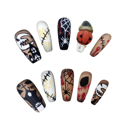 Spooky Stitch, a set of press on nails perfect for Halloween enthusiasts